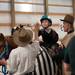Jansen Sweeny, 6 of Belleville, high fives volunteer Matthew Pickus, Saline, at the Harold and Kay Peplau Therapeutic Riding Center's Halloween Trick-or-Treat horse ride. (Tanya Moutzalias for AnnArbor.com)